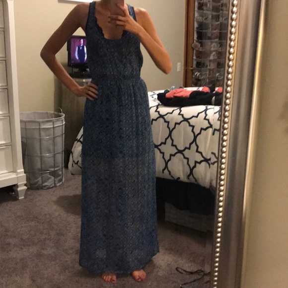 Abercrombie and Fitch Blue Patterned Chiffon Maxi - Picture 1 of 4